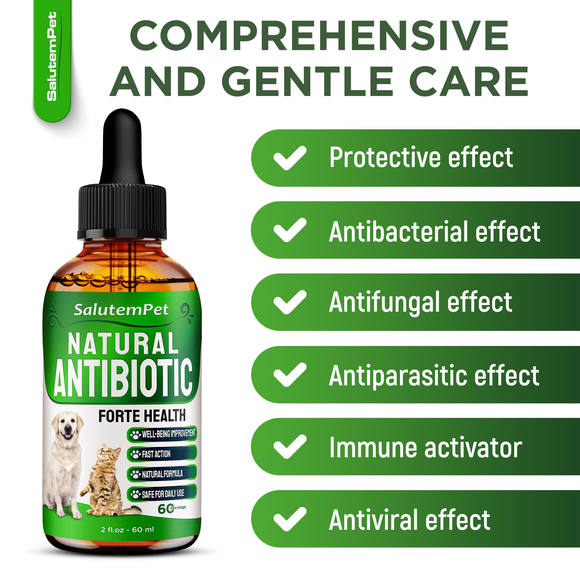 Natural Antibiotics for Dogs to Help with Allergies and UTIs | Kennel Cough Medicine for Dogs | Cat Antibiotics for Infection | Herbal Supplement is Excellent for All Breeds and Ages | 2 oz — Amazon image 2