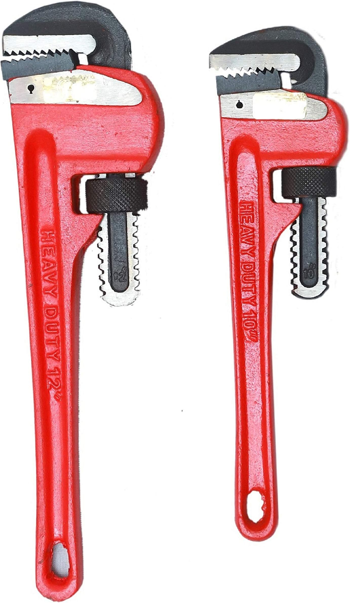 GLOBUS 321 Adjustable HEAVY DUTY PIPE WRENCH 10", 12" SET OF 2 PCS.Large Torque, Easy to Adjust, Strong Clamping, Thick Body. Hand tools.(Easy-grip pipe wrench tool)