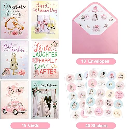 Miniatura 3 de ceiba tree Tarjetas de boda para la novia y el novio, 18 piezas de felicitaciones de compromiso, tarjetas de felicitación de boda para despedida de