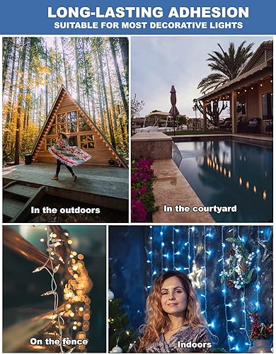 Miniatura 5 de Clips de luz grandes para exteriores paquete de 24 ganchos de luz impermeables resistentes a los rayos UV, clips de pared, soporte de alambre para