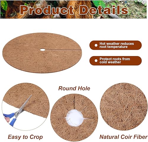 Miniatura 3 de 12 tapetes protectores de árbol de fibra de coco, fibra de coco, protección natural para ciprés, paisajismo, cubierta de plantas de disco de árbol,