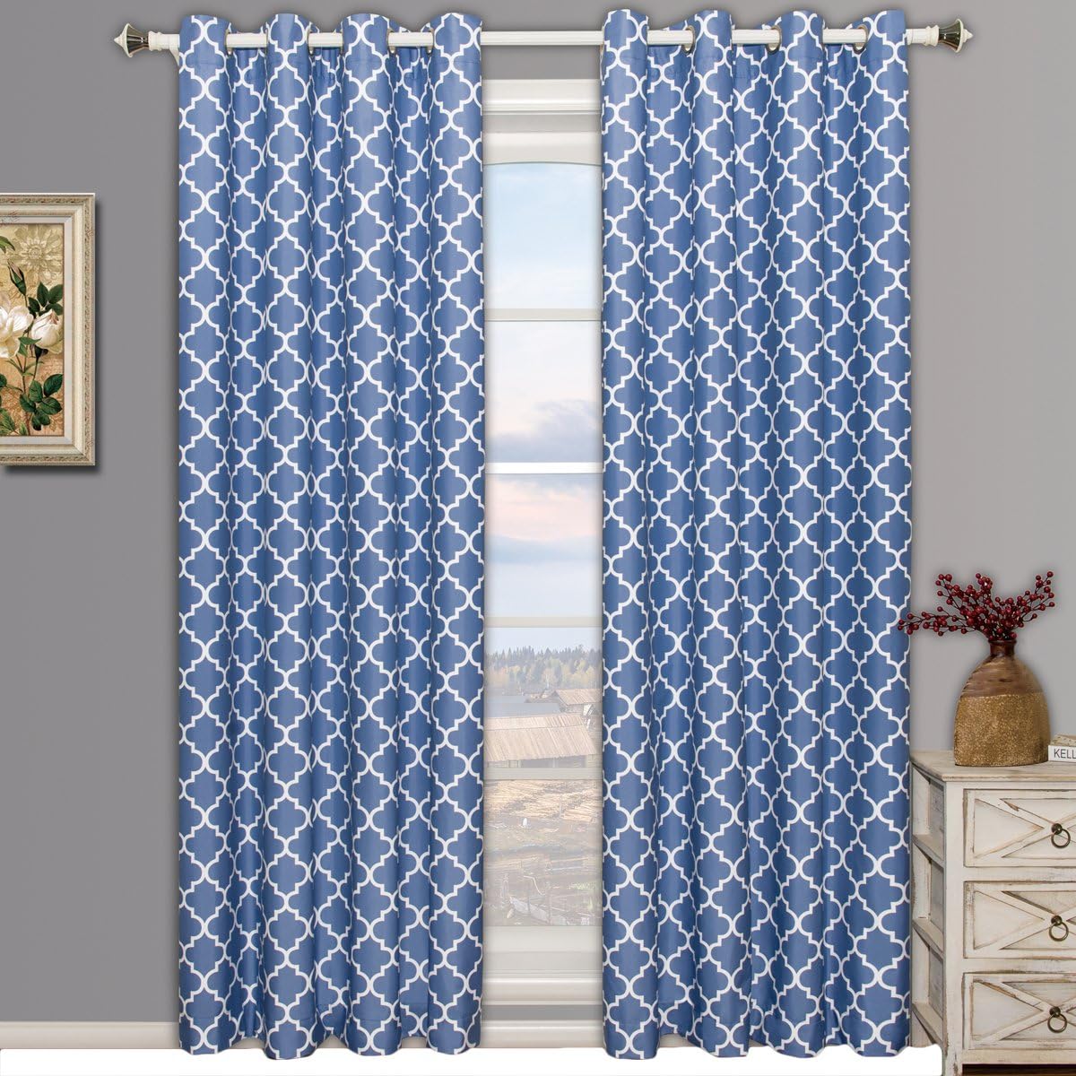 Royal Hotel Meridian Periwinkle Grommet Blackout Window Curtain Panels, Pair/Set of 2 Panels, 52x84 inches Each image 2