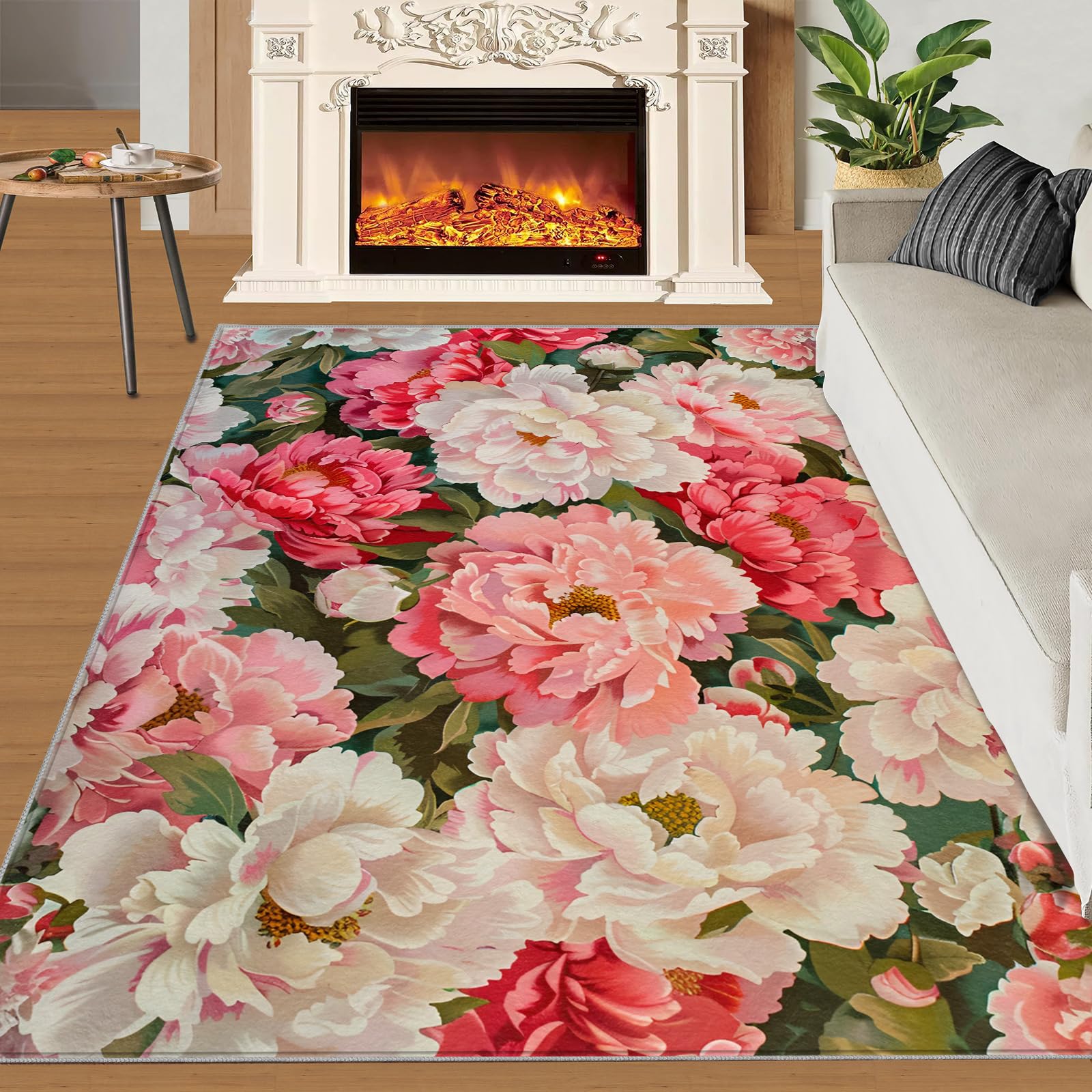 SUKALA Print Yogi Rug PEONY ヨギラグ Amazon.com: Rug 4x5 - Seamless Peony Rug, Spring Flower Area Rug