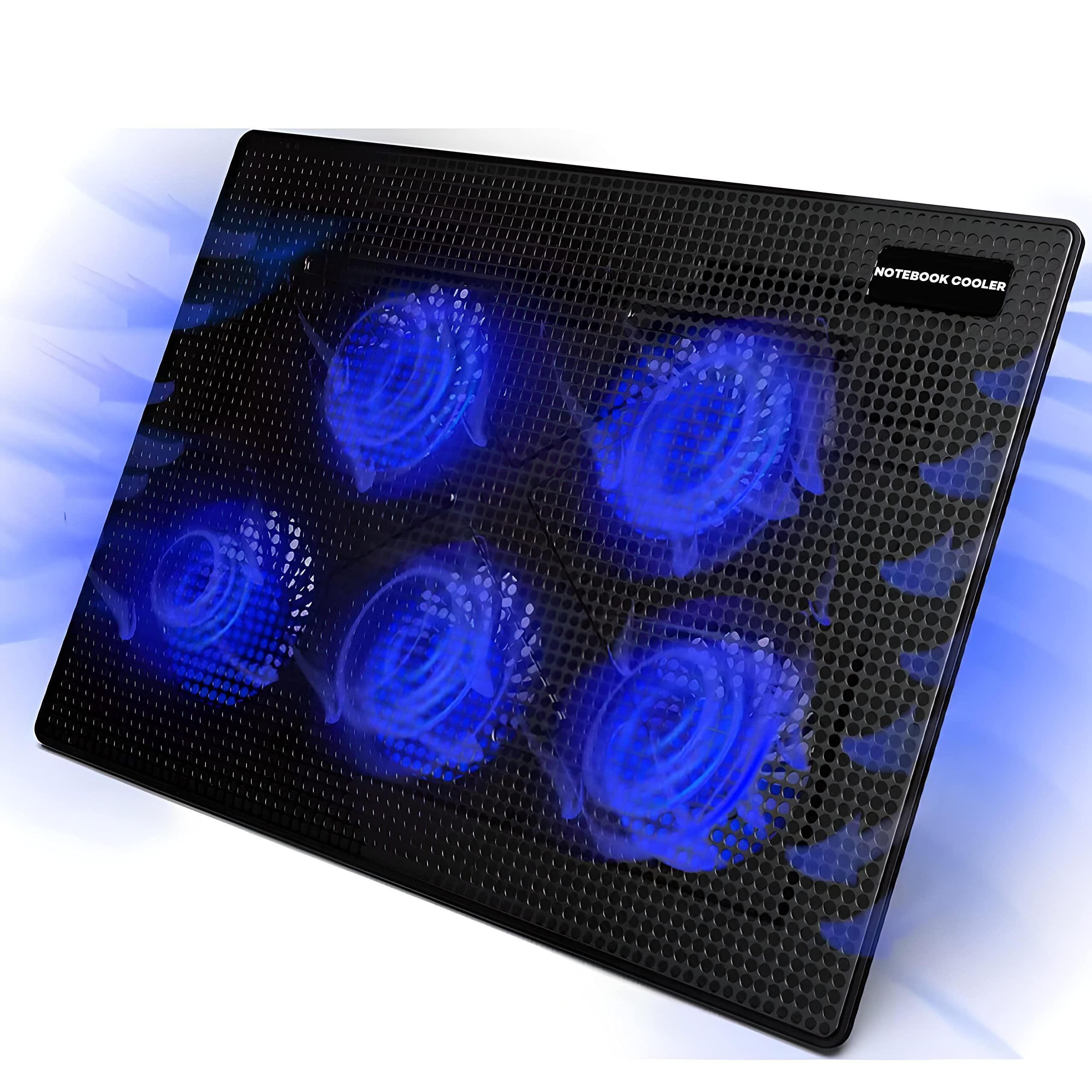 Retoo Base di Raffreddamento per computer portatile con 5 ventole LED da 12-15 pollici per evitare il surriscaldamento, pad di raffreddamento per computer portatile, PS3 PS4 PS5 Xbox One nero
