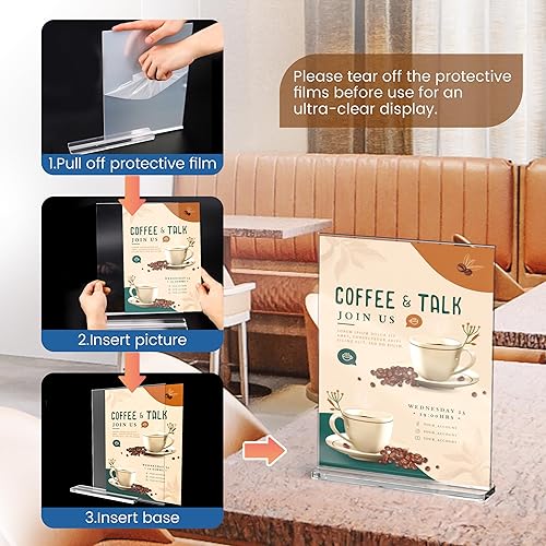 Miniatura 3 de Hmdivor Paquete de 12 soportes acrílicos para letreros de 8.5 x 11 pulgadas, soporte transparente de doble cara para menú, papel, documento, imagen,