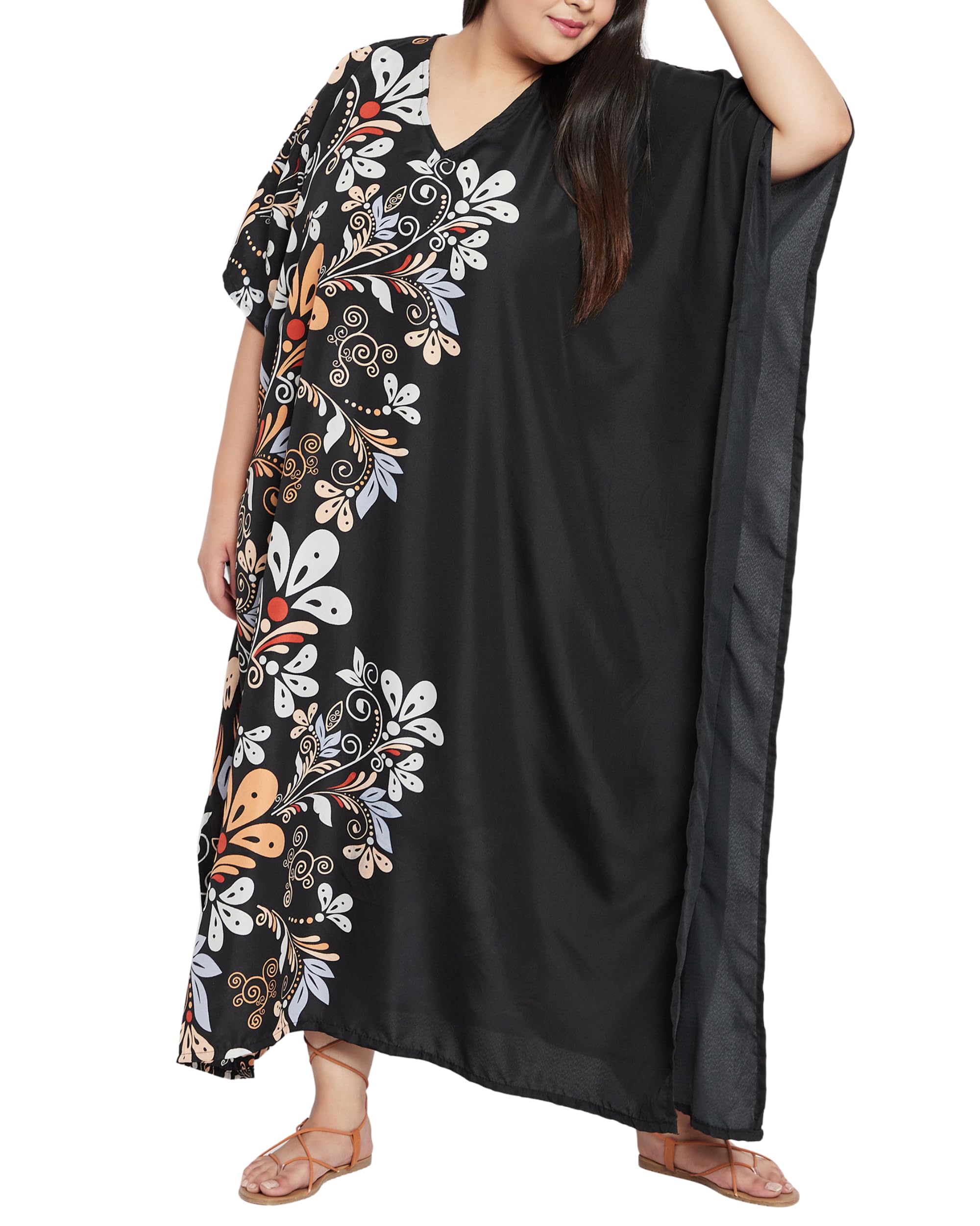 Women Kaftan Plus Size Polyester Summer Lightweight Caftan Swimsuit Cover Ups Maxi African Mumu Lounge House Dress