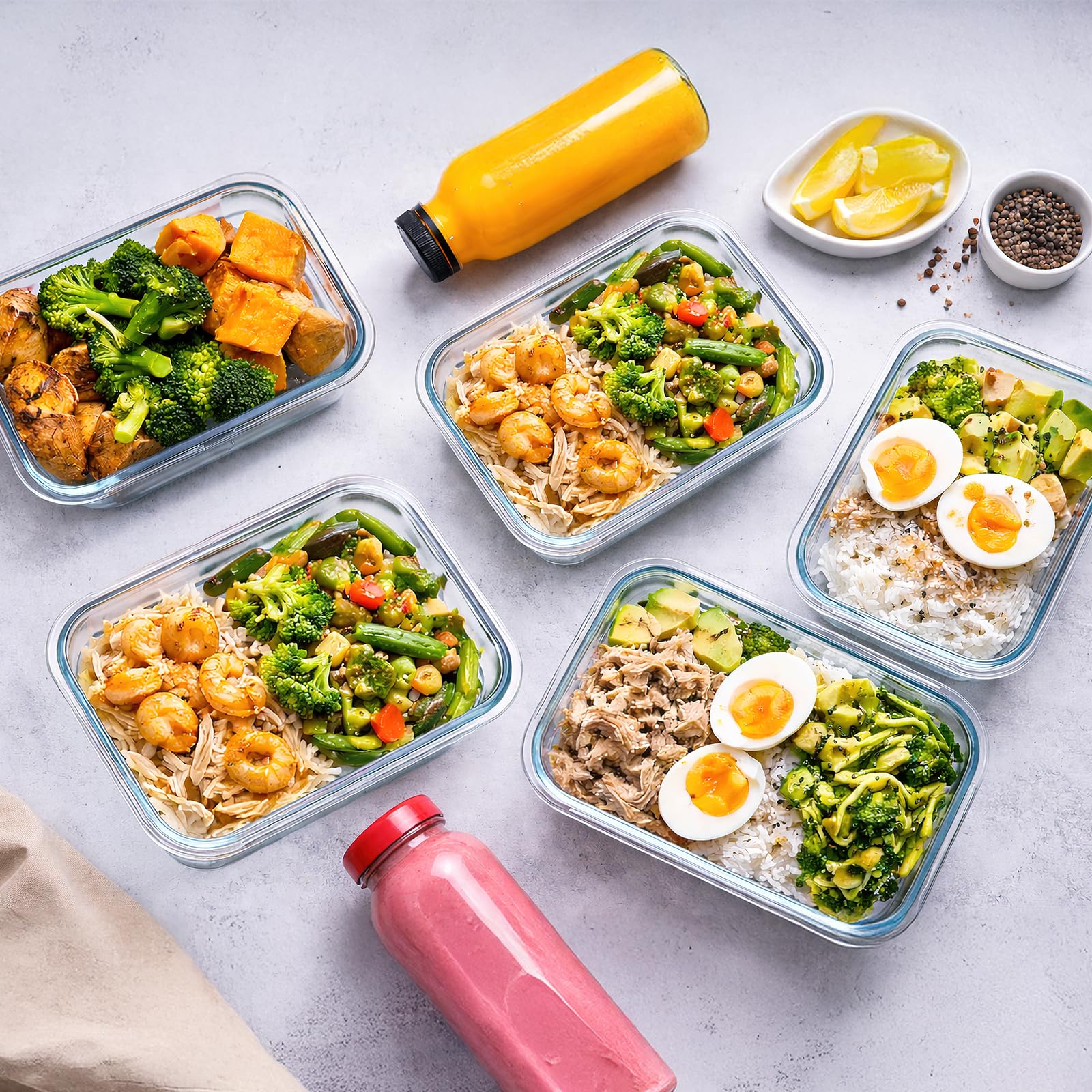 Frischhaltedosen mit Deckel 10er Set Glasbehälter Meal Prep Boxen Auslaufsicher & BPA-frei Luftdichte Glas Vorratsdosen für Küche Lebensmittel Aufbewahrung Behälter & Mittagessen (5x 1000ml, 5x 400ml)