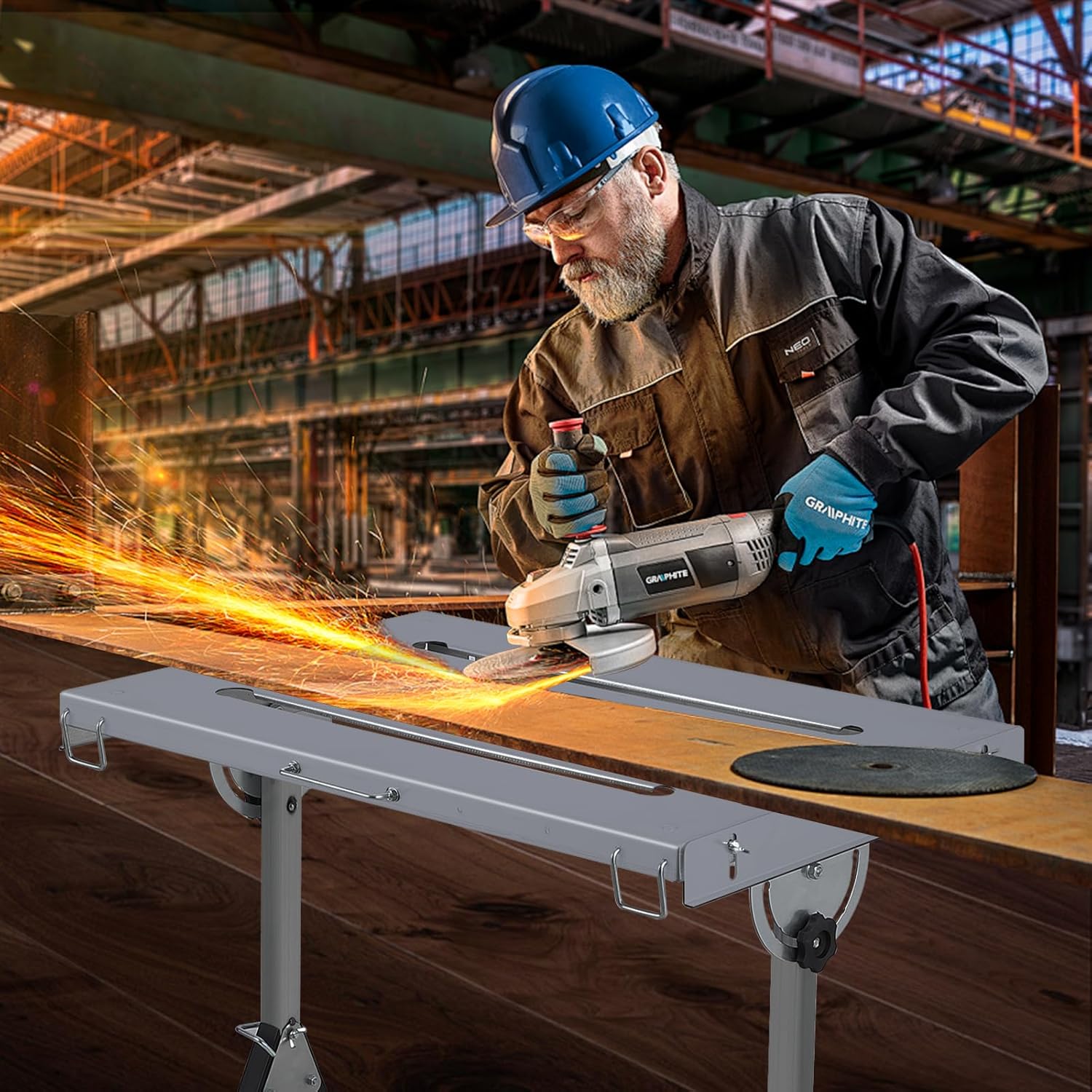 Folding Welding Table 350/400/500/1000lbs Steel Portable Workbench Table Garage - Picture 18 of 25