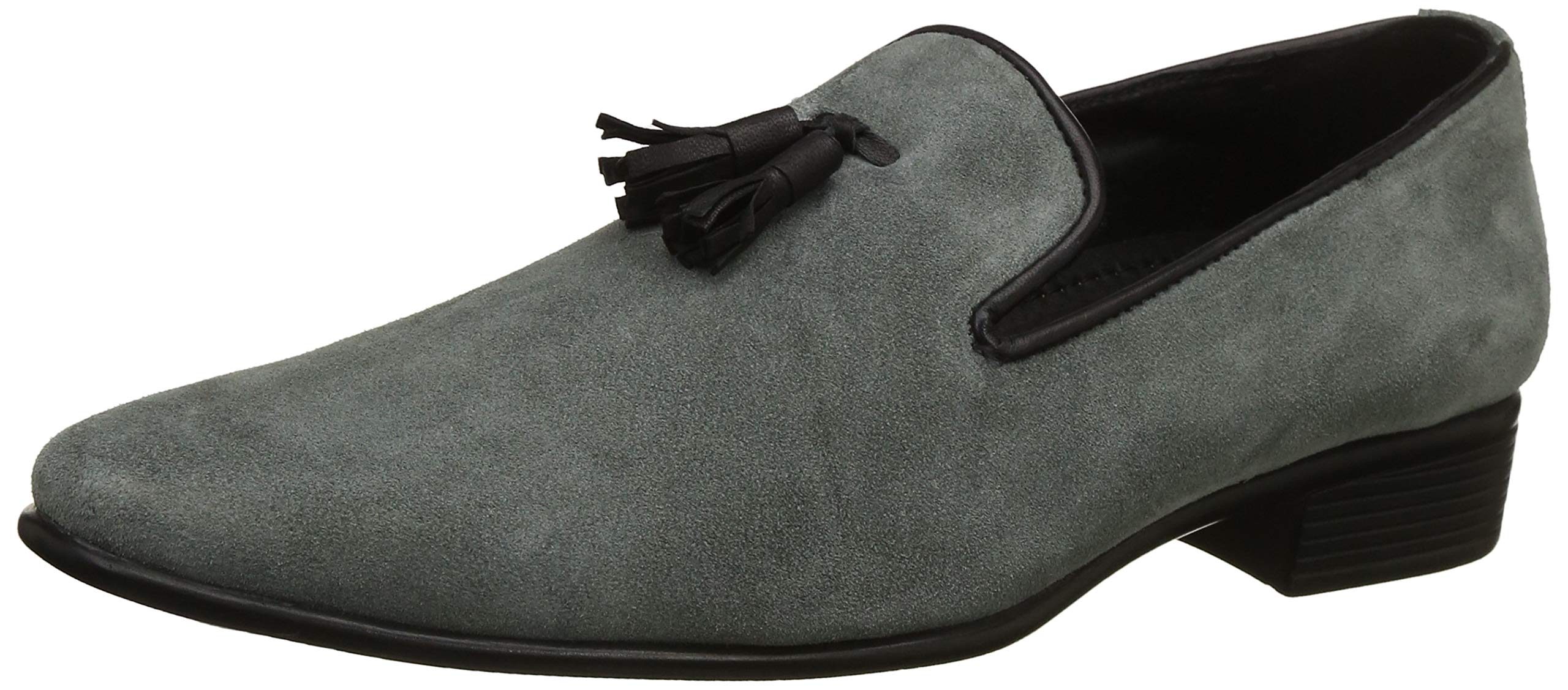 Men Grey Suede Leather Tassel Mocassion Loafers-image-8