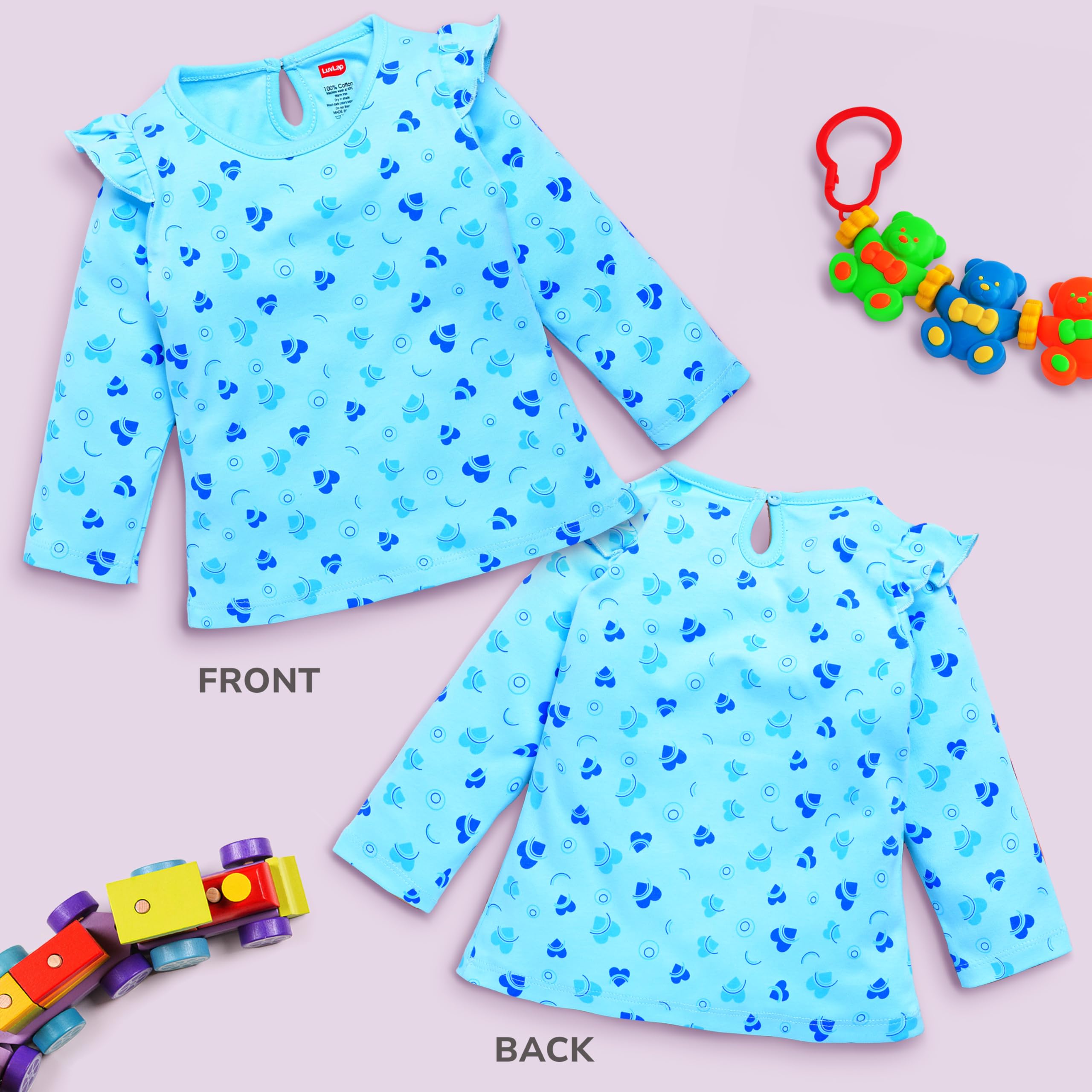 Luvlap Regular Fit F/S Girls Top (LLAMZGR0145_Multicilour 1 6 to 12 Months, Size L) - Image 5 thumbnail