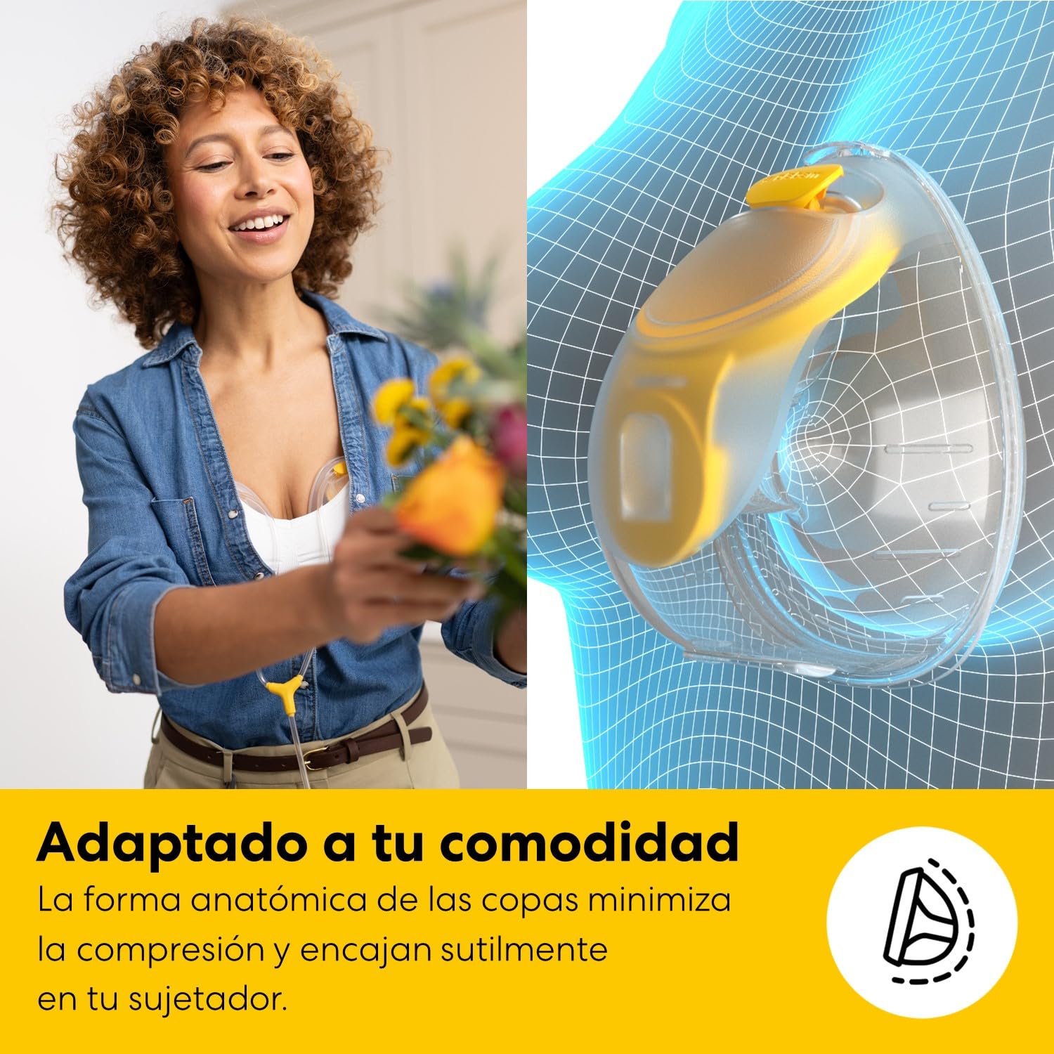 Medela Freestyle Mini Hands-Free eléctrico doble con copas de recogida Hands-Free y batería recargable de Medela.