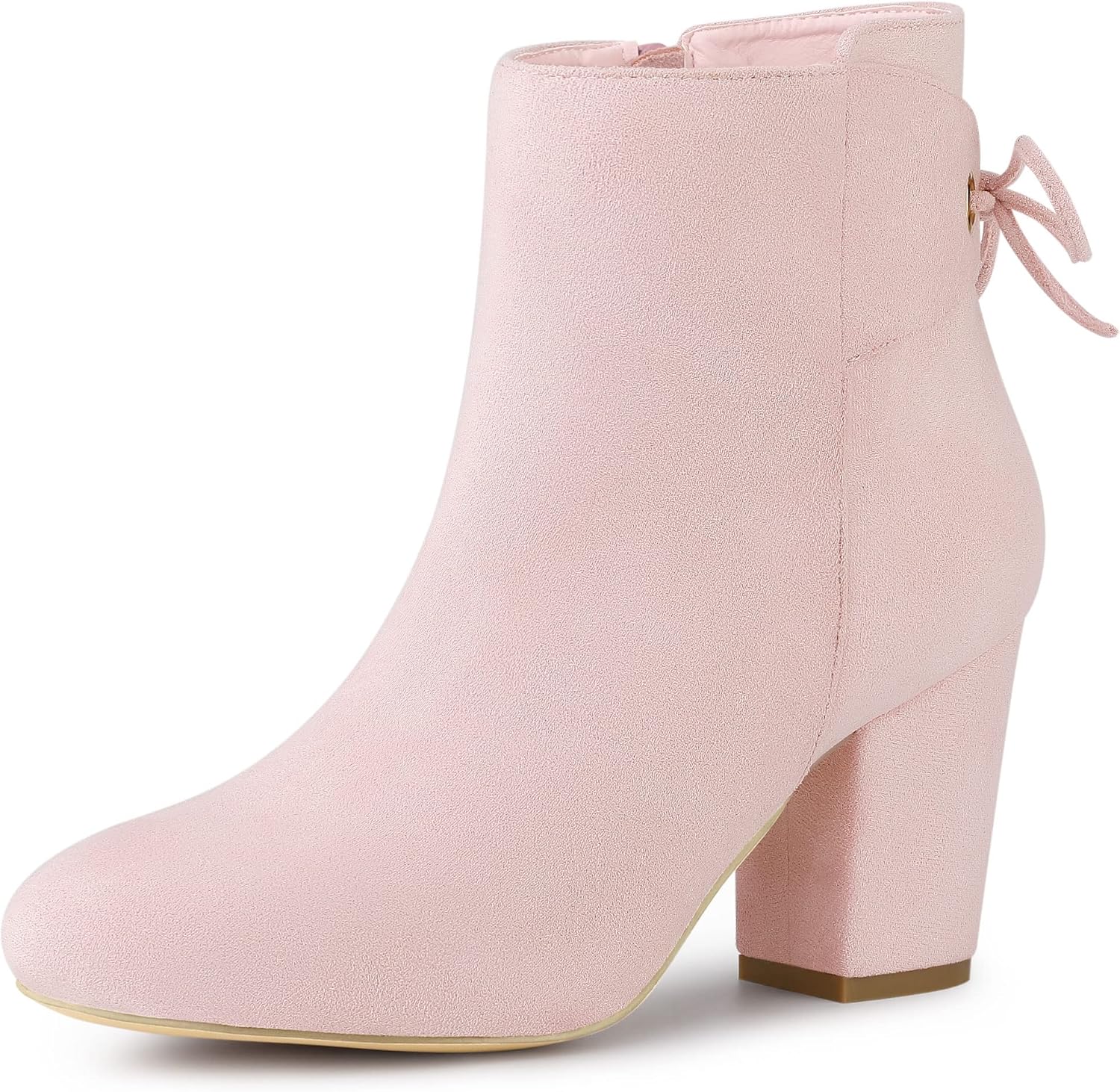 Allegra K Women's Round Toe Block Heel Zipper Lace Up Ankle Boots