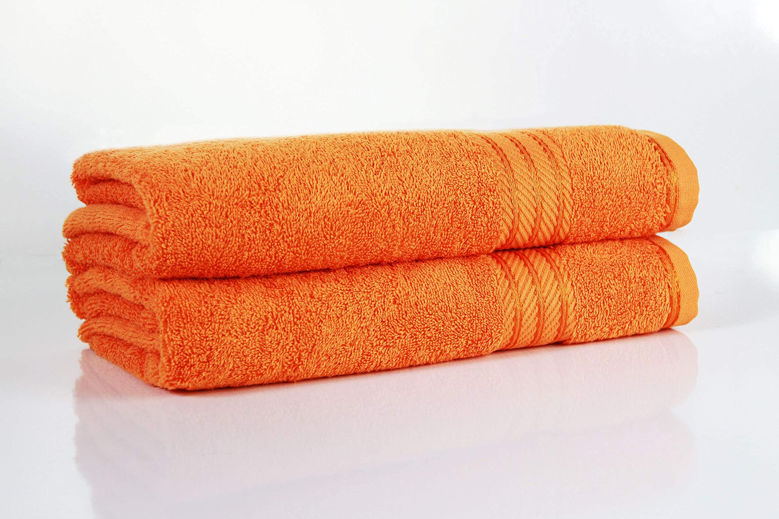 Bentley Priory Linens Orange 2 Pack Supreme Bath Towels For Bathroom 500Gsm Super Soft Egyptian Collection 100% Cotton Pack Of 2 Absorbent And Quick Dry Bathroom Towels Set 70 X 125Cm (Orange)