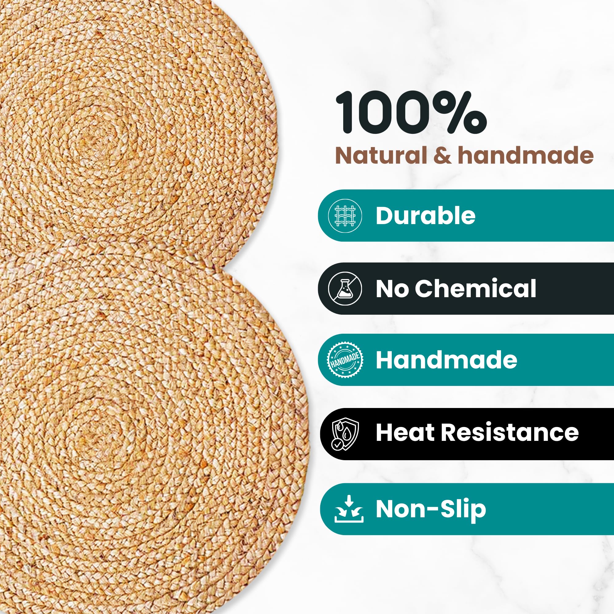 Matches21 Set Di 12 Tovagliette Americane In Plastica Intrecciata 46x33 Cm: Lavabili E Riutilizzabili, Modello BORDA, Colore Bianco Crema Per Tavolo Da Pranzo - 3
