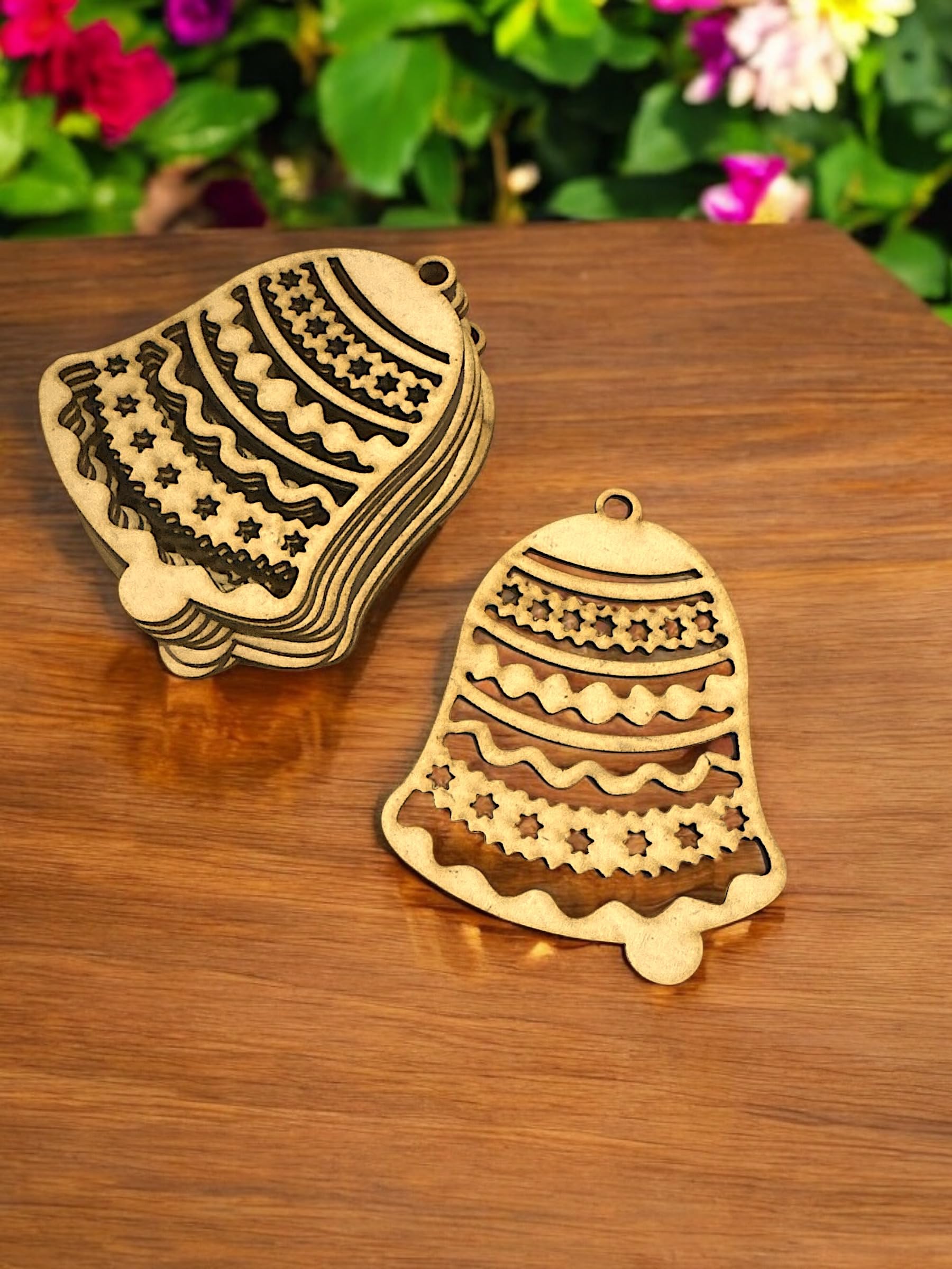 Bs amor Pack of 10 MDF Bell Cutout for Art and Craft, Christmas Festival Decoration, DIY Project Size is 4x3 Inch 3