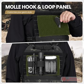MOLLE Patch Panel Mounting Placard Platform, Hook & Loop Panel - DIY Morale Patch Board for Tactical Vests & Backpacks(Green)