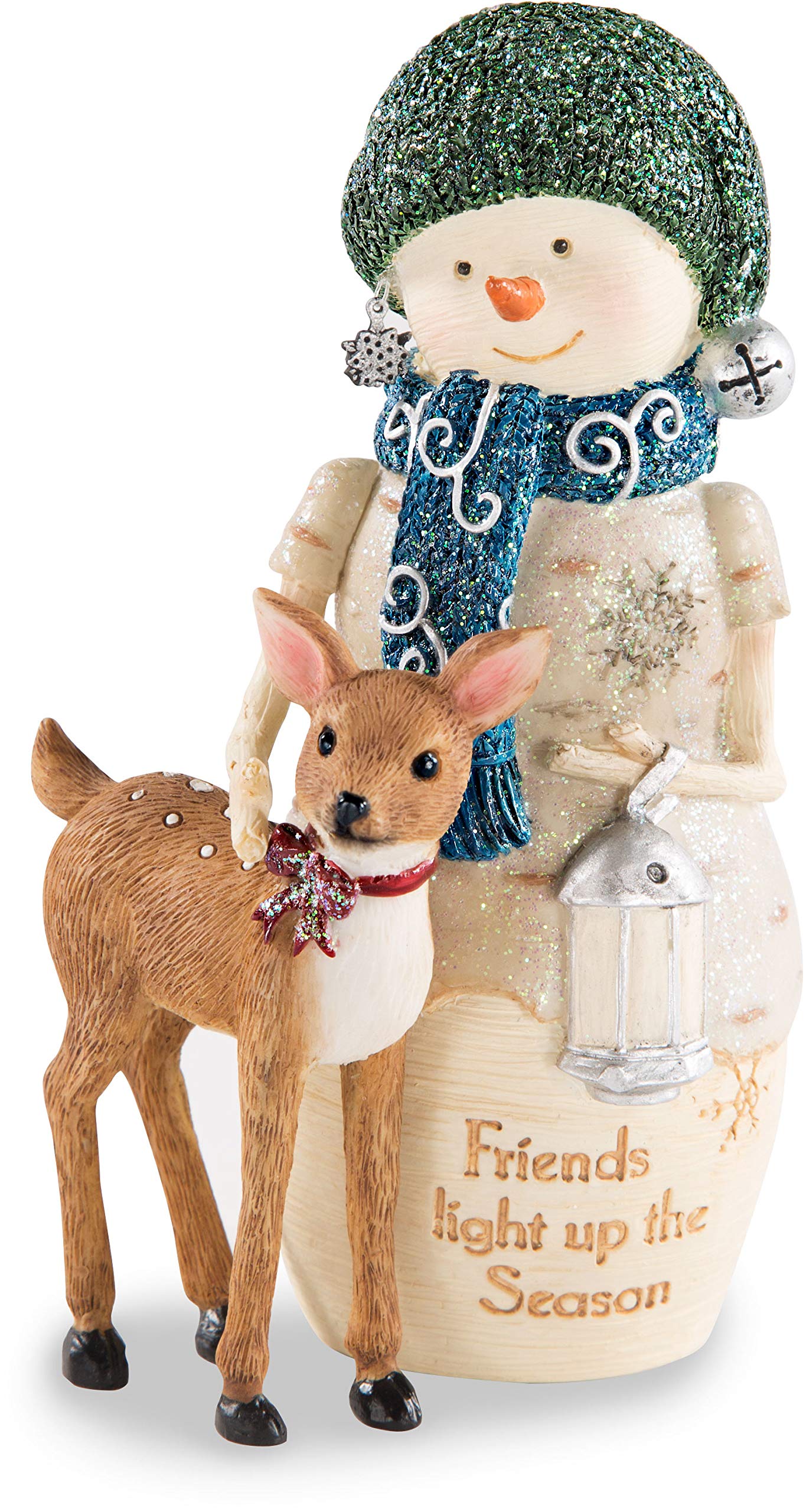 Pavilion Gift Company Beige 5" Snowman With Deer, Resin, 5 Inch