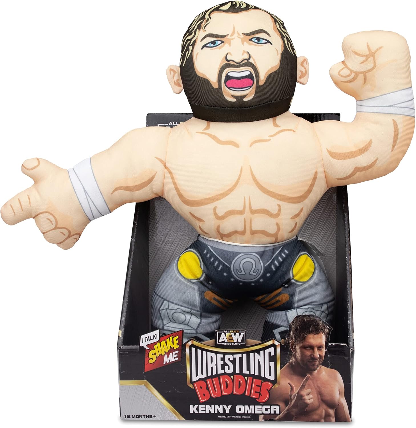 All Elite Wrestling Buddies - Kenny Omega - The Official LJN Wrestling Buddy Plush, 18”, Features Recorded Sounds from The Actual Wrestler