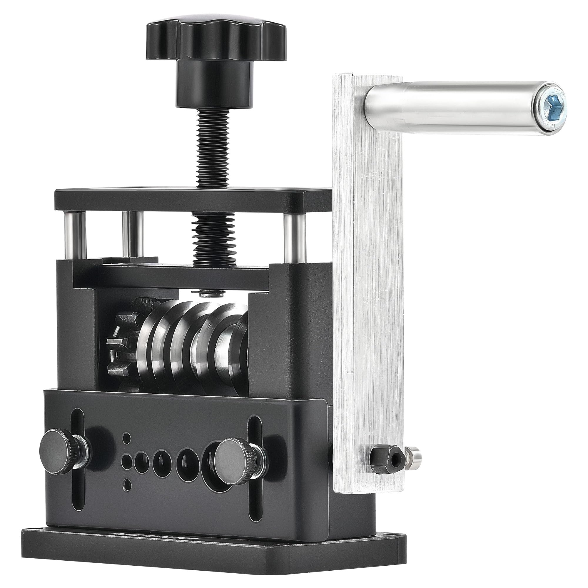 CREWORKS Manual Wire Stripping Machine, Drill Powered Wire Stripper Machine with 6 Channels & 5 Blades, Portable Cable Stripper Tool with Hand Crank