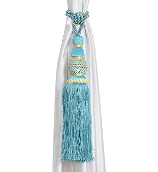 GOYTEX Polyester Curtain Tie Back Tassel Set - 2 Pieces (Aqua)