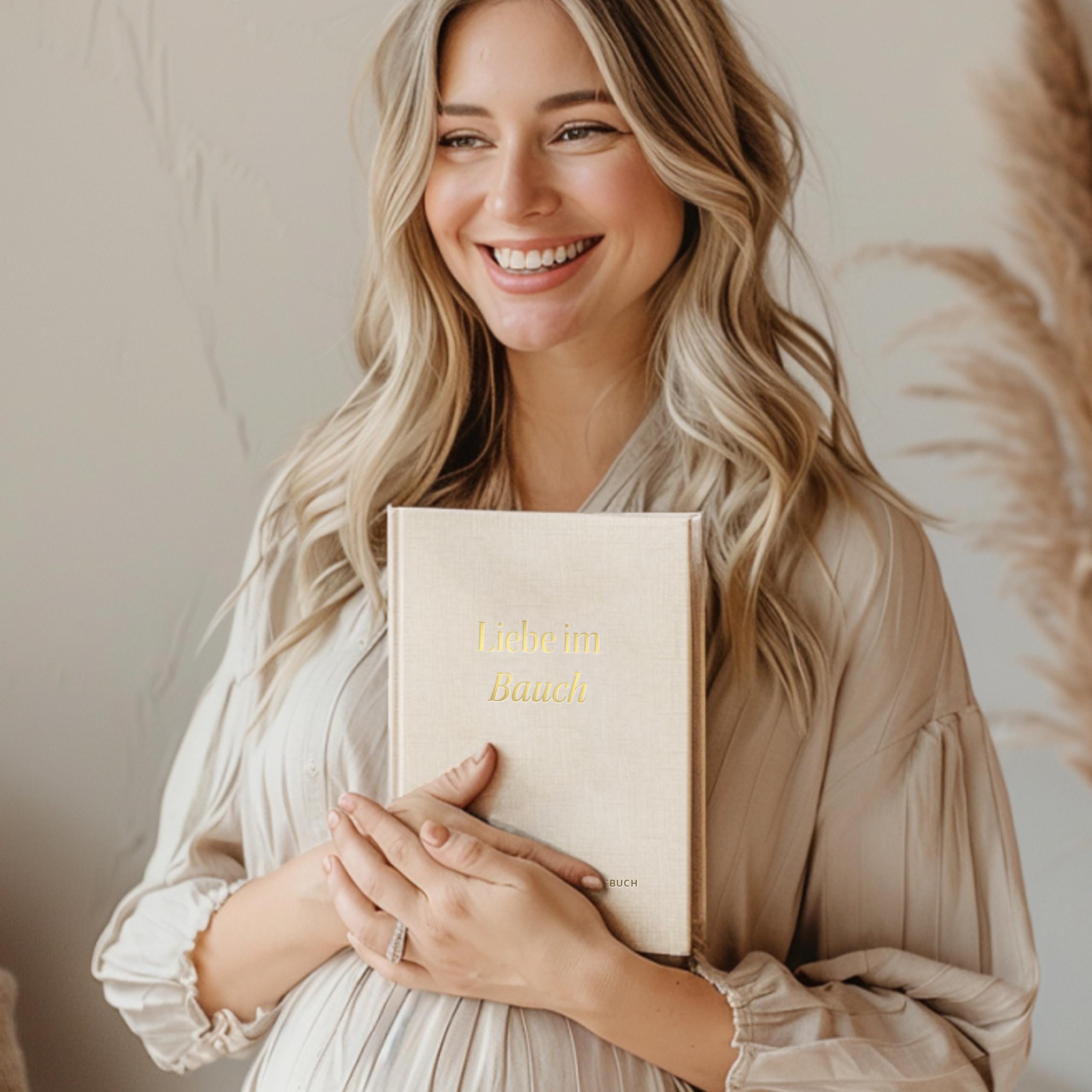 MeinBaby123® Schwangerschaftstagebuch „Liebe im Bauch“ aus Leinen – Hochwertiges Erinnerungsalbum & Tagebuch zur Schwangerschaft – Geschenk zur Geburt & für werdende Mamas