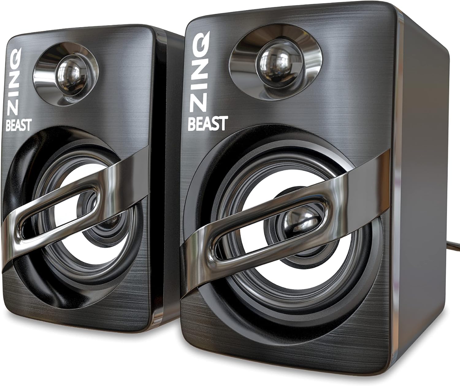 Zinq Technologies Beast Portable Laptop/Desktop USB 2.0 Powered Multimedia Speaker with AUX Input, deep bass, LED Lights, 3.5mm Audio Input (Black)