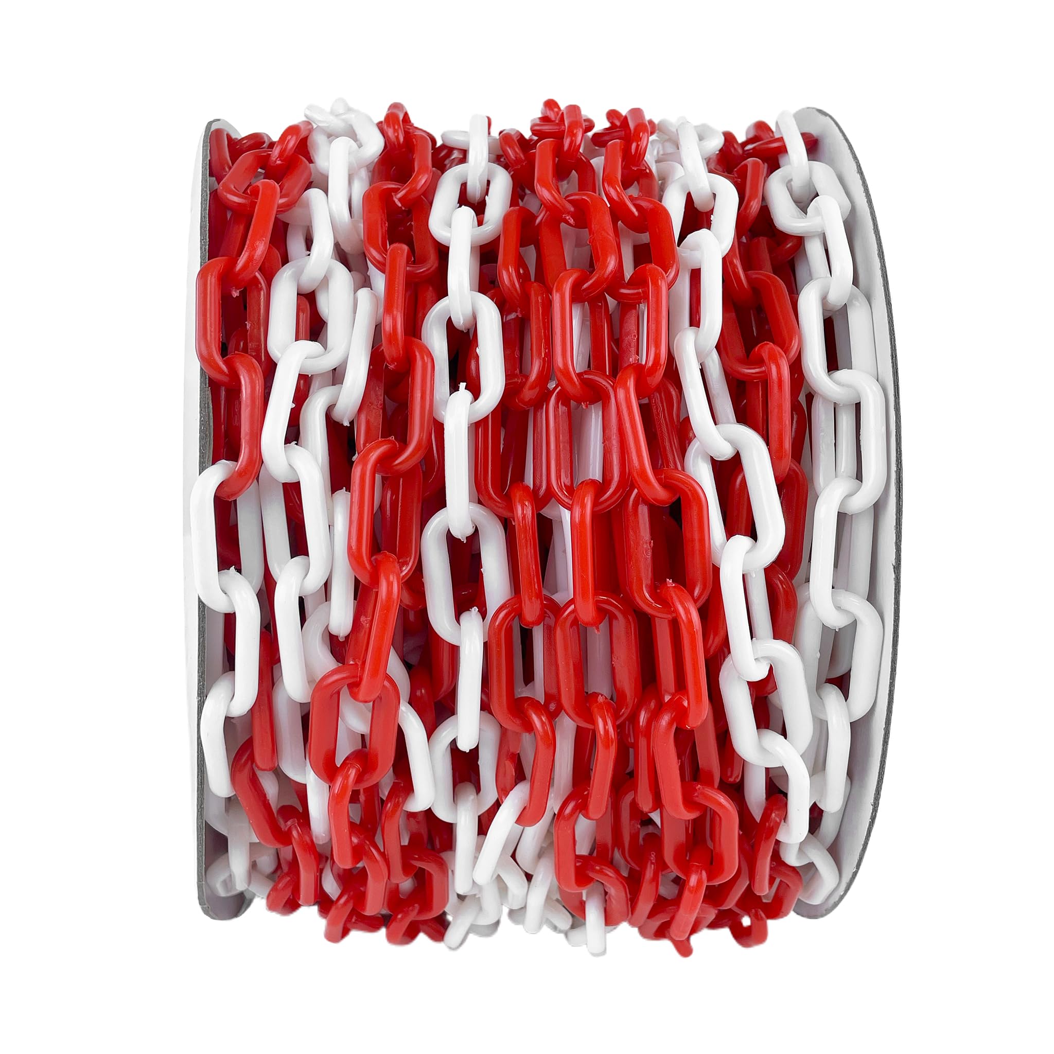 FIVMEN Catena di avvertimento, 50 m, catena di intercettazione rosso e bianco, plastica, catena di bloccaggio, spessore 6 mm, per avvisi pali di intercettazione