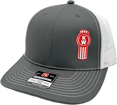 Kenworth Richardson 112 - Gorra de malla bordada color carbón y blanco, NegroBlanco