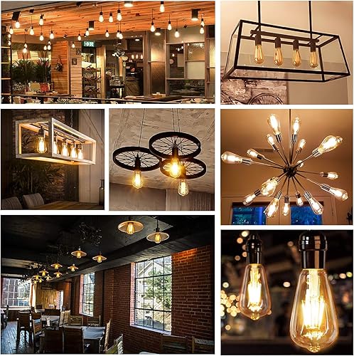 Miniatura 6 de TOBUSA Bombillas LED Edison regulables equivalentes a 100 W, bombilla vintage de 2700 K blanco cálido (vidrio ámbar), bombillas de filamento LED