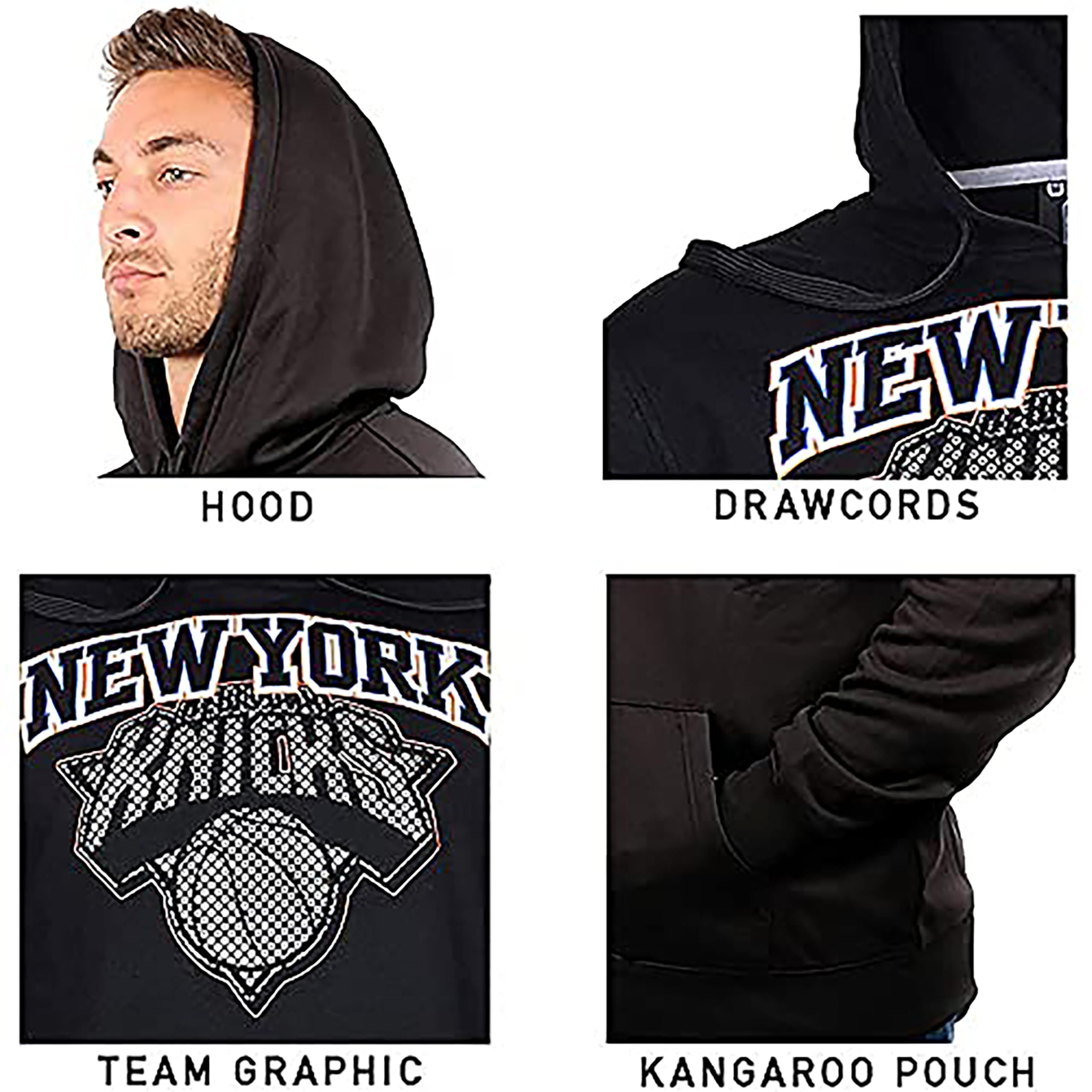 Ultra Game Men's NBA Fleece Hoodie Pullover Sweatshirt out of Bound Fleece Hoodie Pullover Sweatshirt out of Bounds (Pack of 1)
