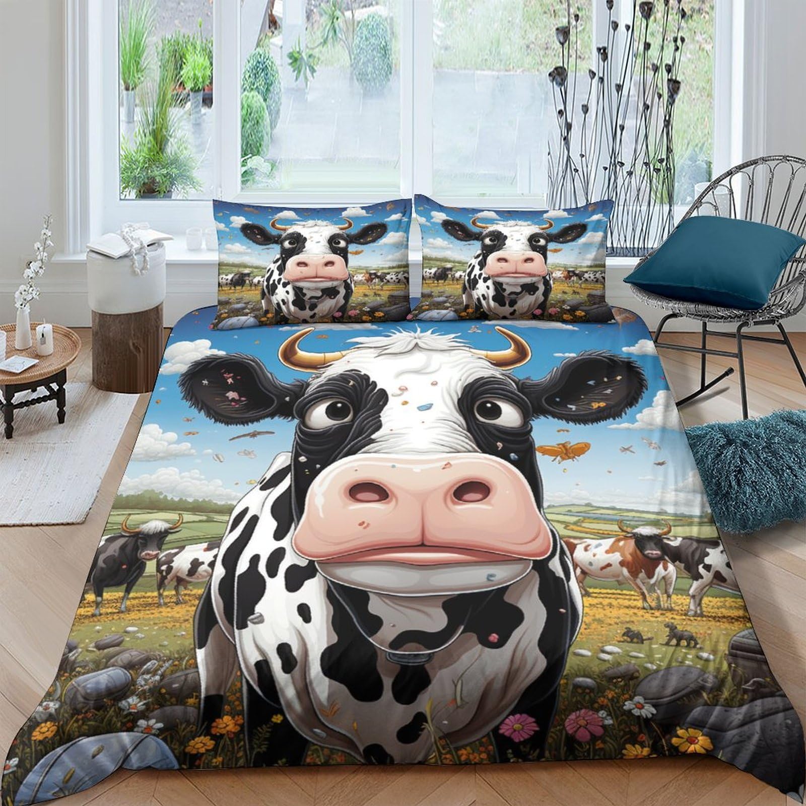 Funda nórdica de vacas infantil 220x240 juego de cama microfibra 3D suave