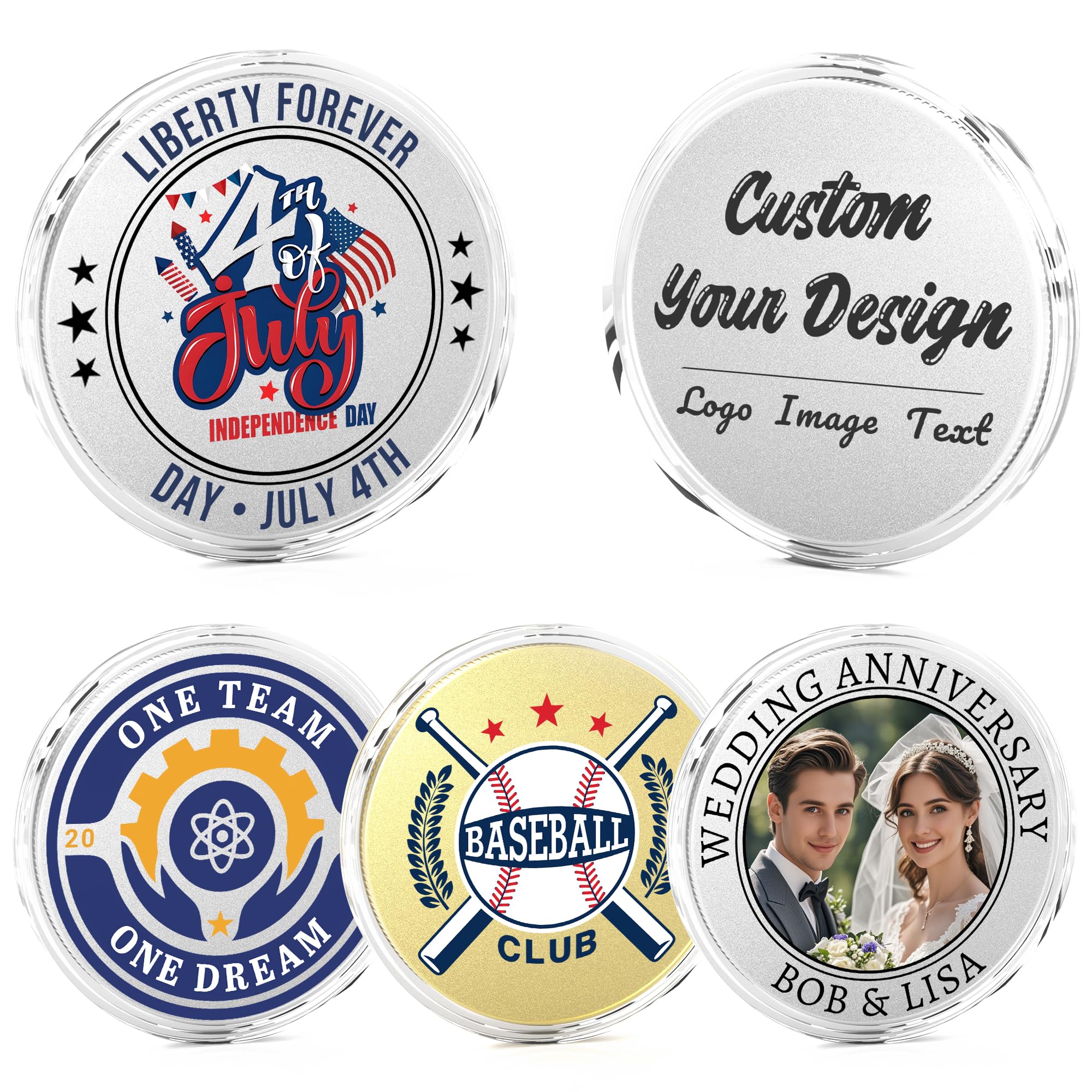 10 Custom Challenge Coins, Personalized Challenge Coins with Logo/Text