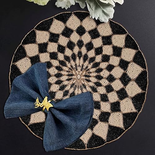 Miniatura 3 de Juego de 2 manteles individuales con cuentas azules para mesa de comedor, resistentes a los arañazos, al calor, antideslizante, decoración de