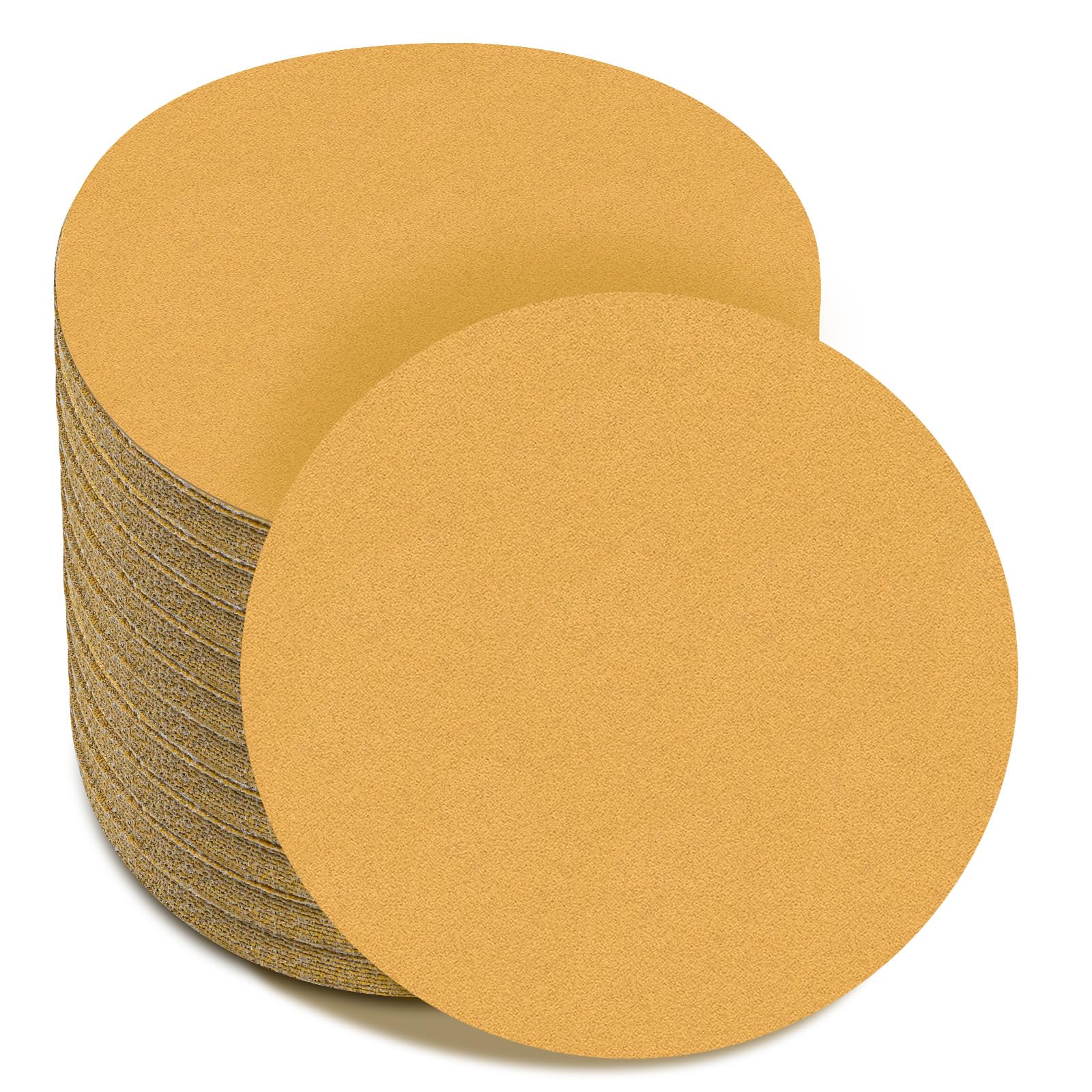6 Inch - No Hole Hook and Loop Sanding Discs 220 Grit, Random Orbital Sandpaper for Automotive and Woodworking - 100 Pack