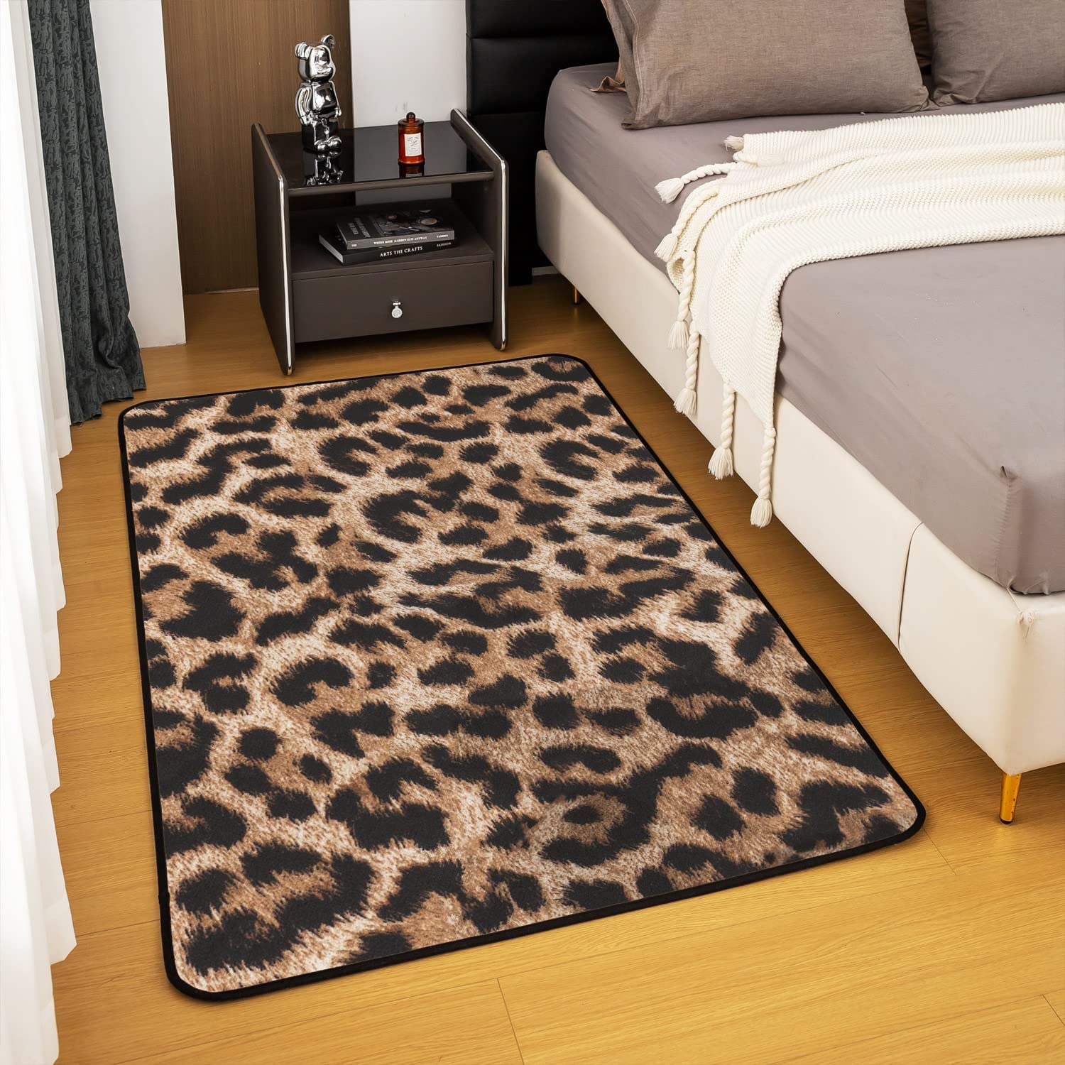 Leopard Drucken Teppich Gepard Gedruckt Down Indoor Fußmatte Schwarz Braun Leopard Wohnzimmer Teppiche Afrika Wild Tier Pelz Muster Akzent Teppich Luxus Zimmer Dekor Moderne Teppich 100x150cm