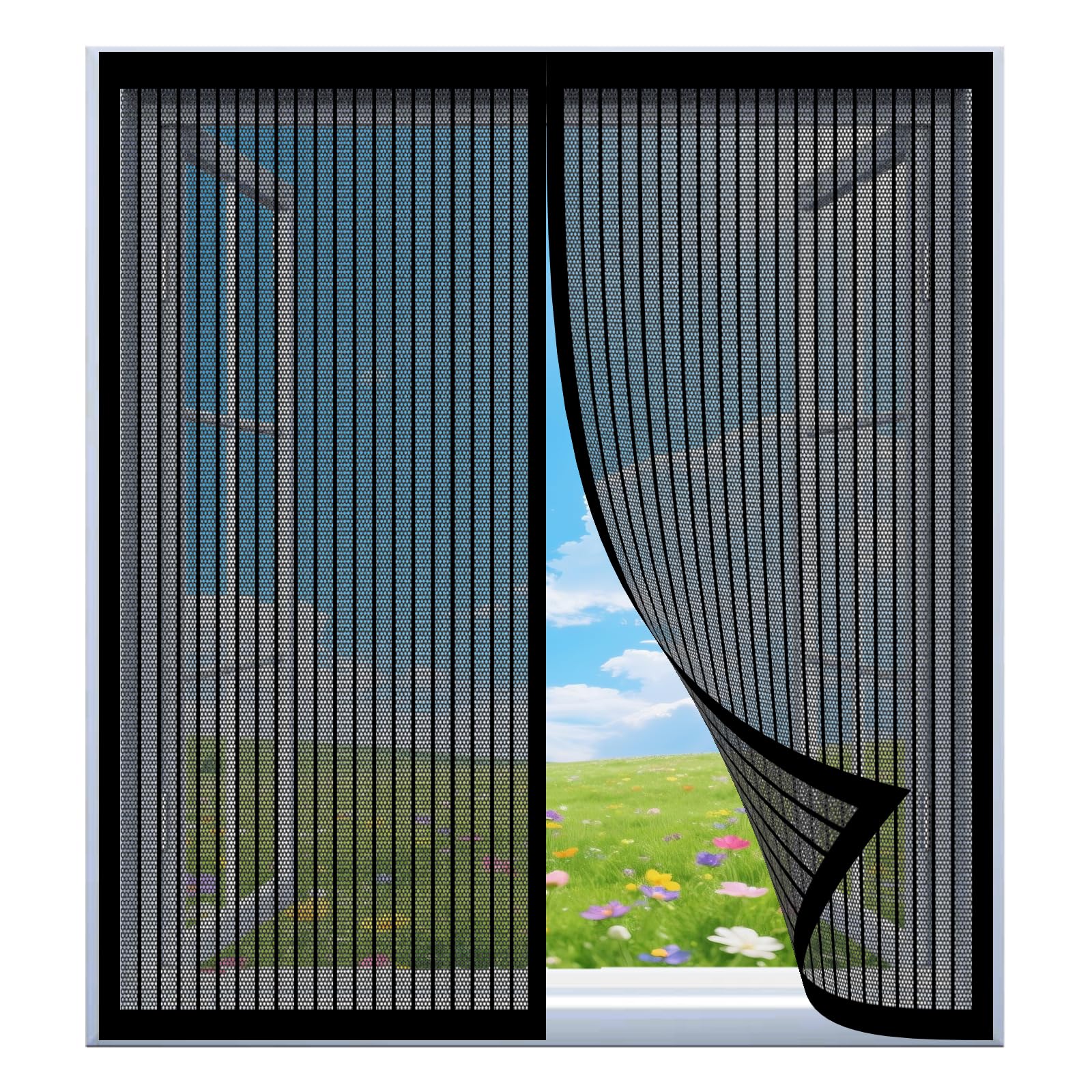 Yuanwan Black Magnetic Fly Screen Window 79 X 127 Cm Easy Installation No Drilling Or Screwing Fly Screen Mosquito Magnetic Window For Windows Nets To Keep Bugs Out,