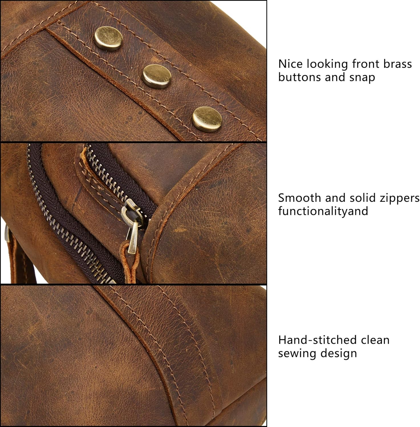 Vintage Full Grain Leather Sling Bag Crossbody Chest Daypack For Men Water Resistant Travel Crossbody Bag (Brown) | Full Grain Leather