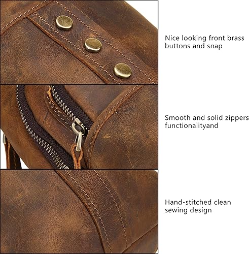 Miniatura 3 de Bolso bandolera vintage de cuero de grano completo para hombre, resistente al agua, bolsa cruzada de viaje (marrón)