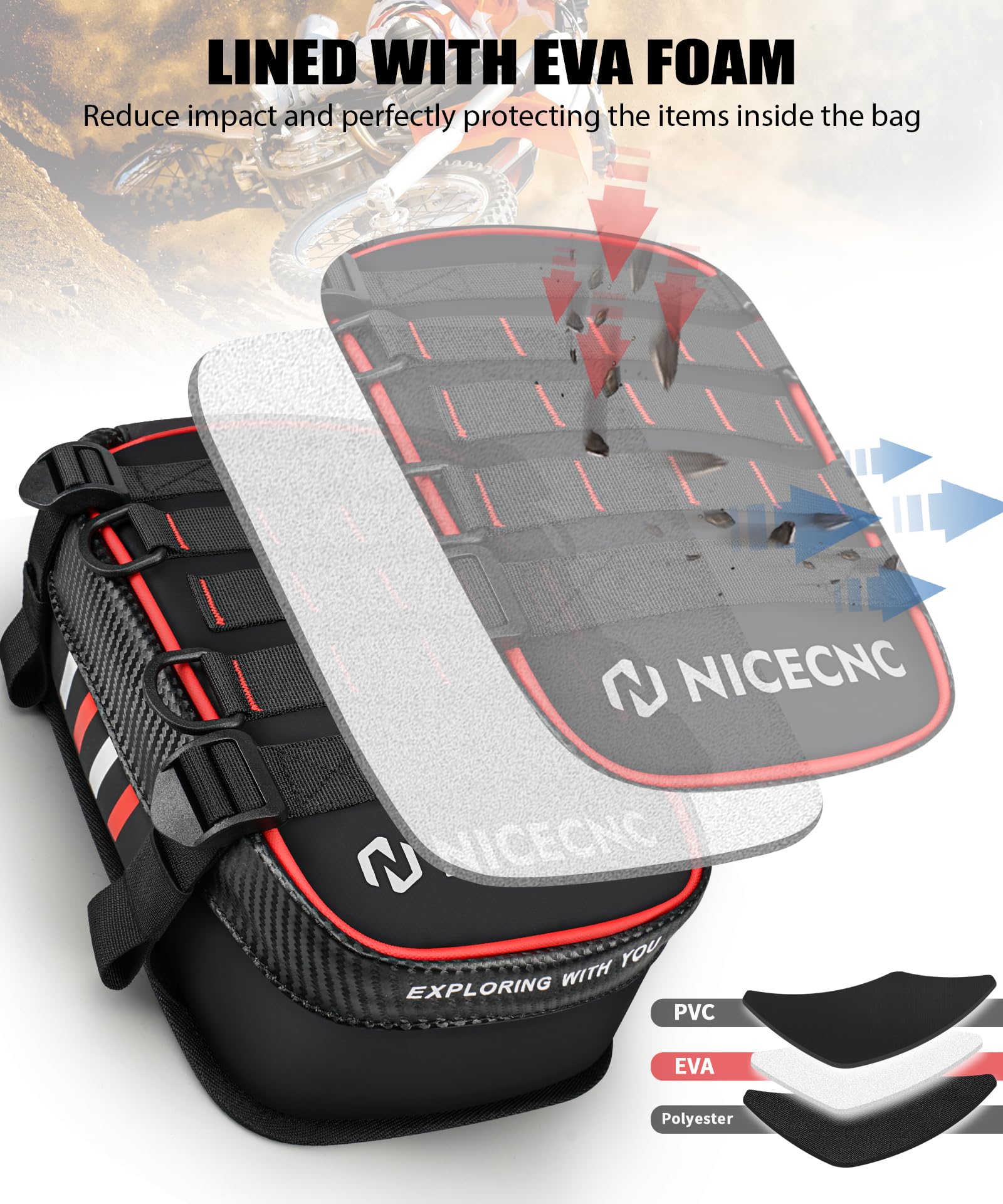 NICECNC Borsa Fender posteriore impermeabile per Dirt Bike Motocross Tool Organizzatore universale