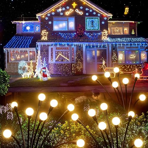 Miniatura 1 de Luces solares de jardín  Luces solares para luces de luciérnaga exteriores impermeables  balanceo por el viento con alambre de hierro, base de