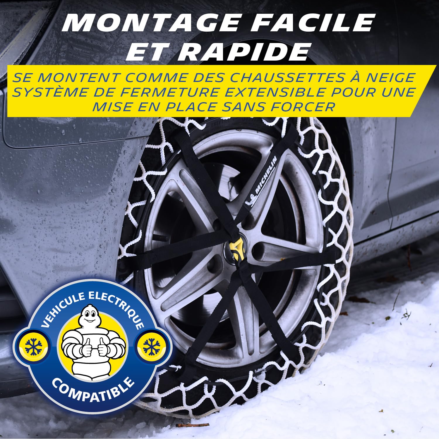 MICHELIN EASY GRIP Limited Chaînes à Neige Composites E7 - Résistance et Performance equivalente aux Chaînes Métalliques - Montage rapide - Compatibles Véhicules Électriques et ABS