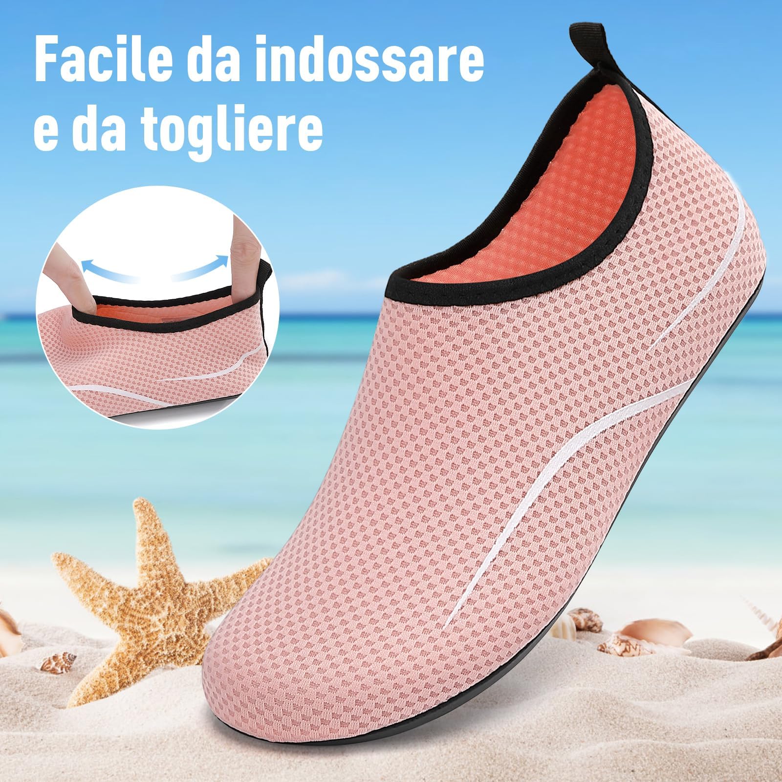 Donna Uomo Scarpe da Scoglio Scarpe da Immersione Antiscivolo Water Shoes Scarpe da Acqua per Spiaggia Surf Bagno Snorkel Yoga Sport Acquatici Gr.34-47 EU