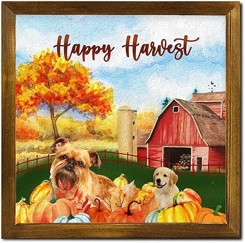 Happy Harvest American Bully Dog Barn Framed Wood Sign Thanksgiving Pumpkin Porch Sign Classic Wood Decor Farmhouse Wall Hanging Plaque for Home Happy Harvest American Bully Dog Barn Framed Wood Sign Thanksgiving Pumpkin Porch Sign Classic Wood Decor Farmhouse Wall Hanging Plaque for Home