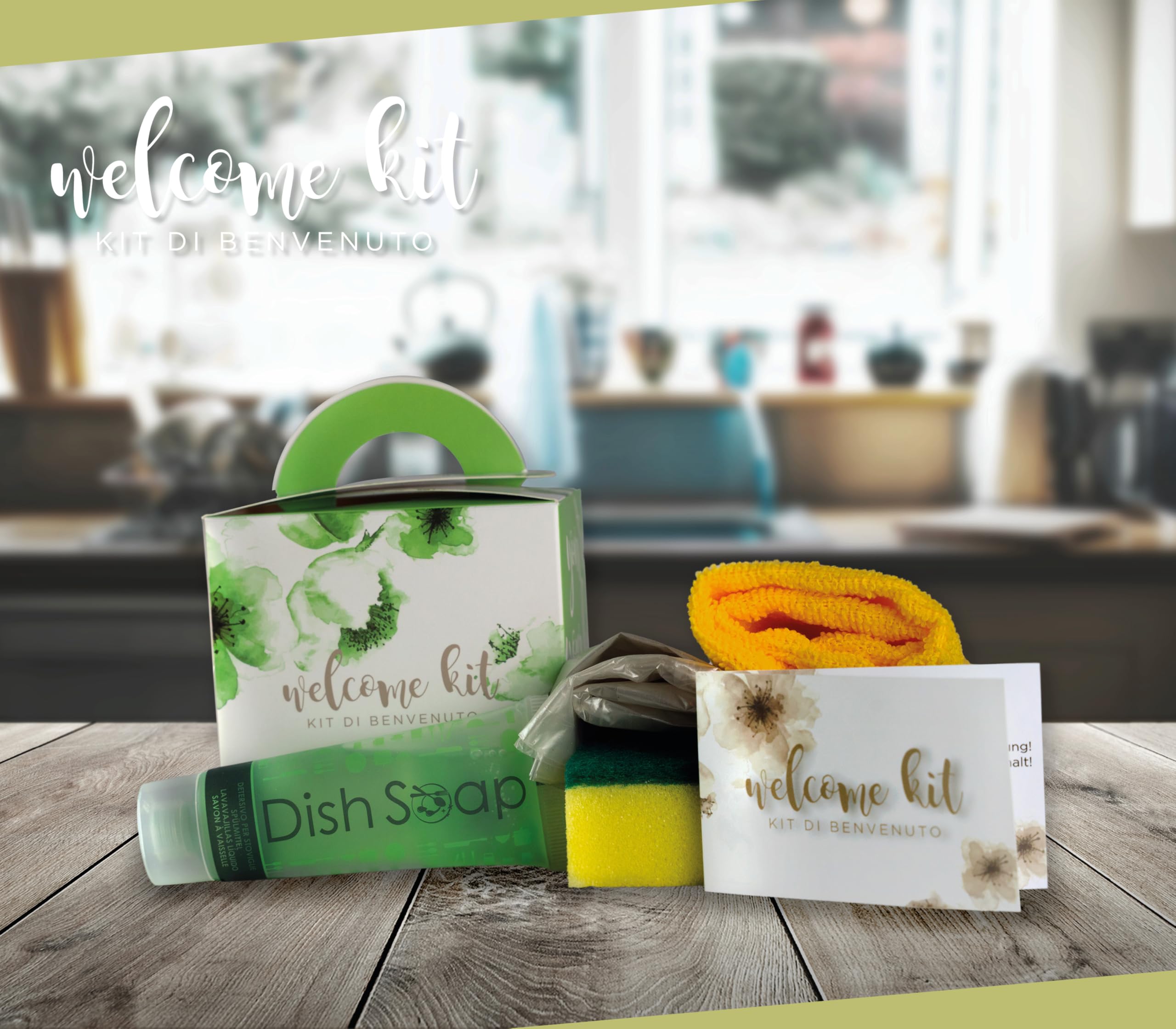 PRESENT-MORE Kit de bienvenida de 24 piezas – Kit de camping para B&B y Camping | Kit de bienvenida modelo básico limpieza