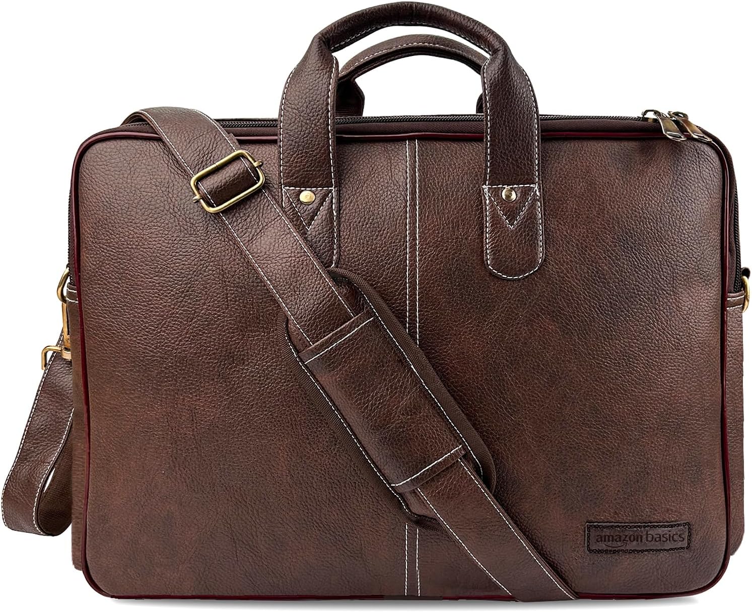 Men's Synthetic Leather Office Laptop Bag | Fits Up to 14/15.6/16 Inch Laptop/MacBook | Adjustable Handle | Shoulder Strap | (Tan)
