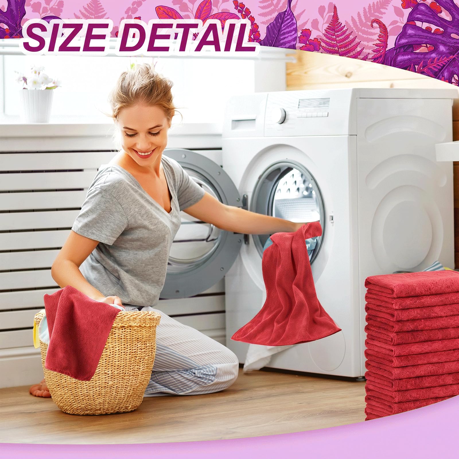 Preboun Paquete de 300 paños de limpieza de microfibra de 12 x 16 pulgadas, a granel, multiusos, reutilizables, lavables, toallas de limpieza absorbentes para casa, cocina, coche, oficina, ventana