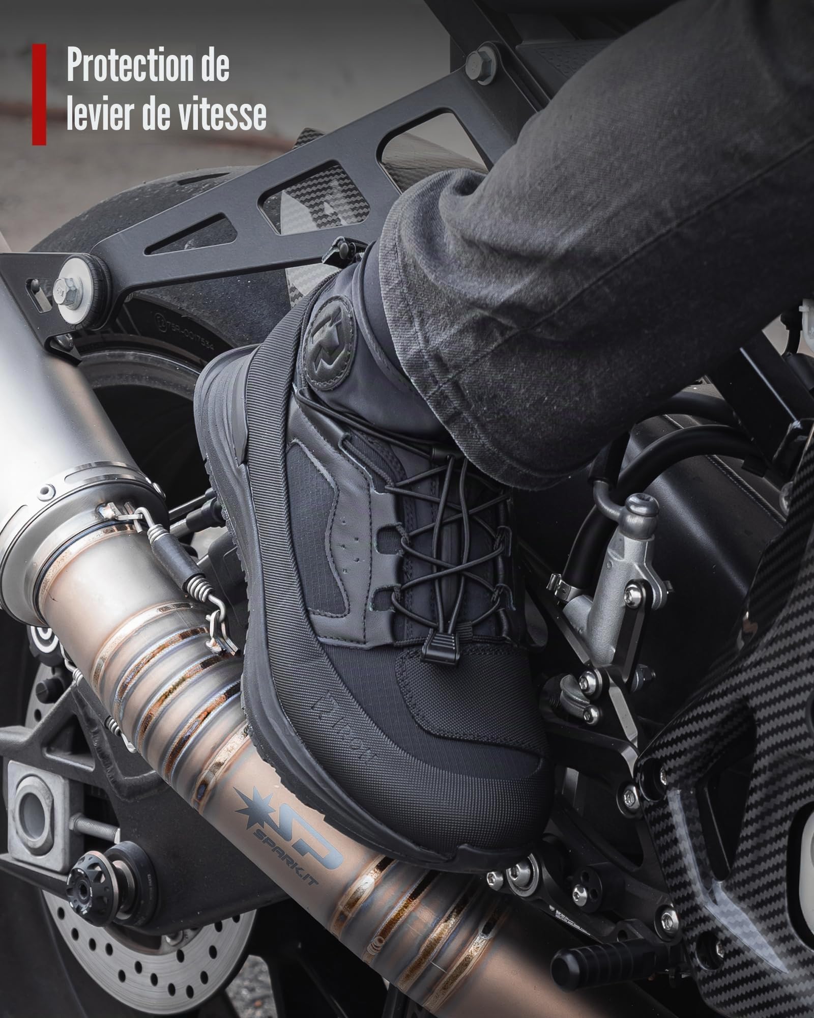 IRON JIA'S Chaussures Moto Homme été Bottes Motocross avec Fermeture éclair, Coussinet de Changement de Vitesse, Semelle Antidérapante