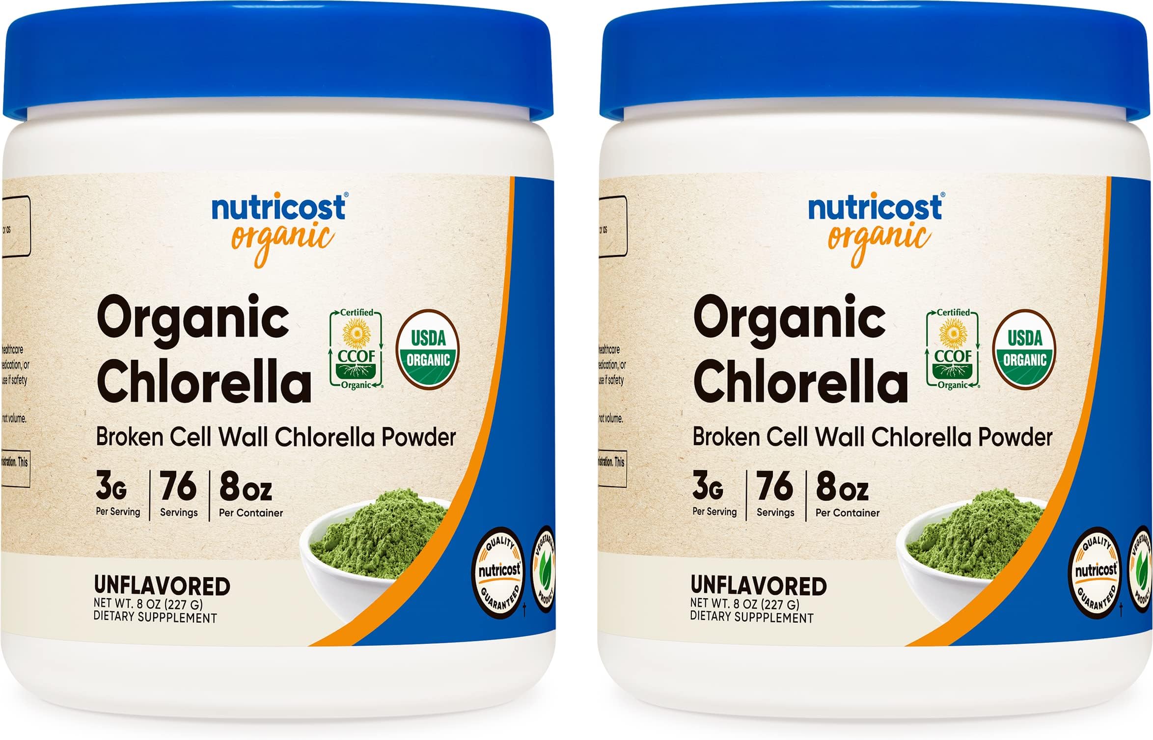 Nutricost Organic Chlorella 8oz (.5 LBs) (2 Bottles) - 3000mg Per Serving