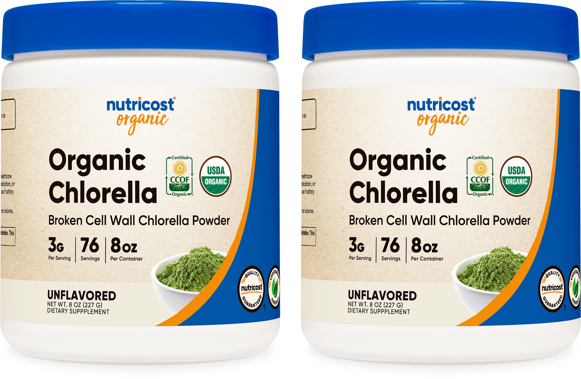 Nutricost Organic Chlorella 8oz (.5 LBs) (2 Bottles) - 3000mg Per Serving