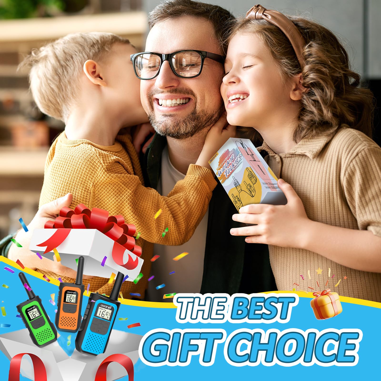 AWANFI Walkie Talkie Recargable con 1200mAh Batería, Walkie Talkie para Niños Adultos, 3 Piezas Walkie-Talkies, 16 Canales VOX, Walky Walky para Aventuras Camping Senderismo — view 7